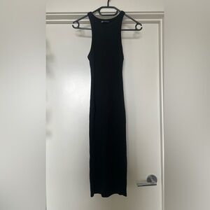 Zara Black Ribbed Sleeveless Maxi Dress